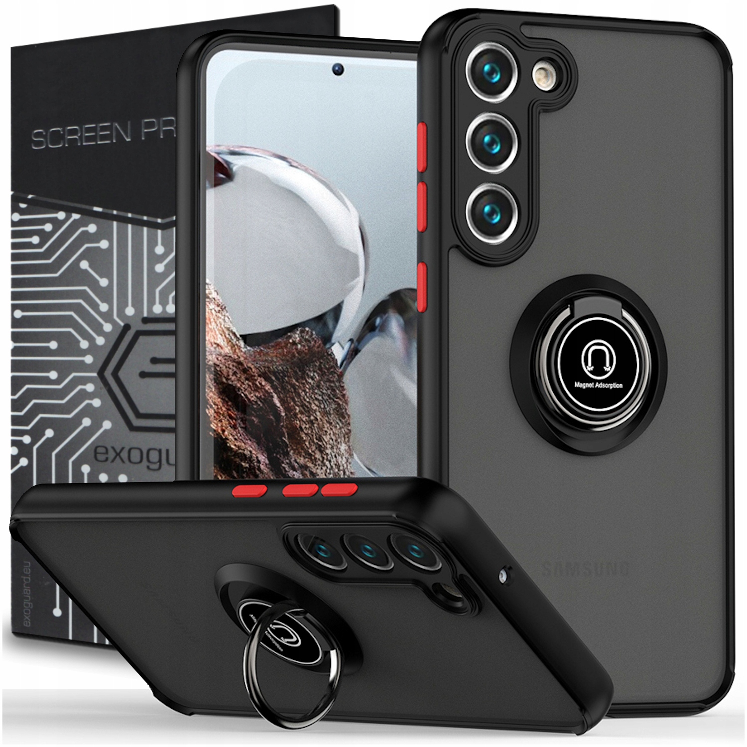 Zadná časť Exoguard pre Samsung Galaxy S23 O-RING CASE čierny
